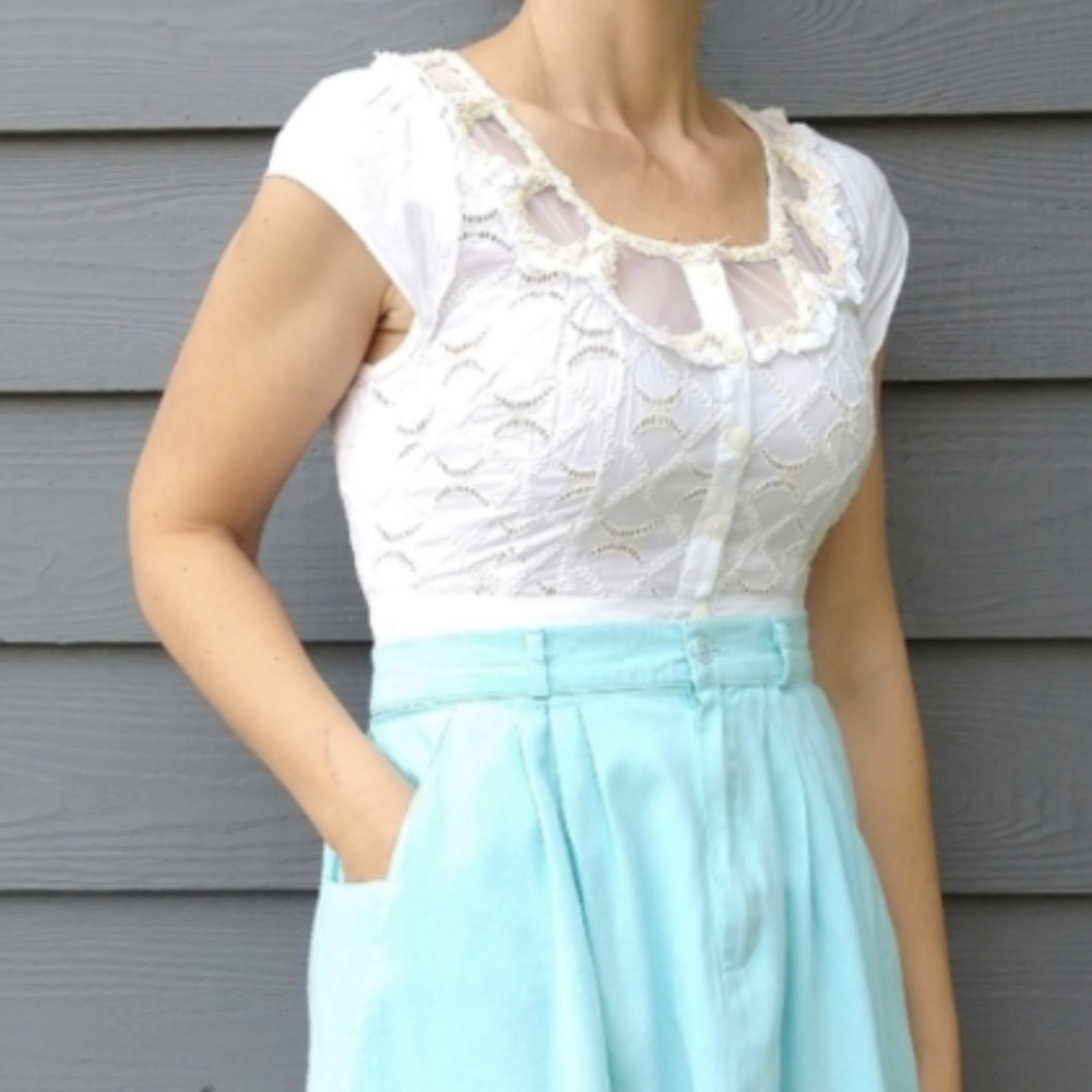 anthropologie FLOREAT white eyelet blouse 2